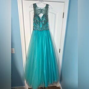 Beautiful Ballgown Dress. Unique blue, size 9/10 from Clarisse Designs.